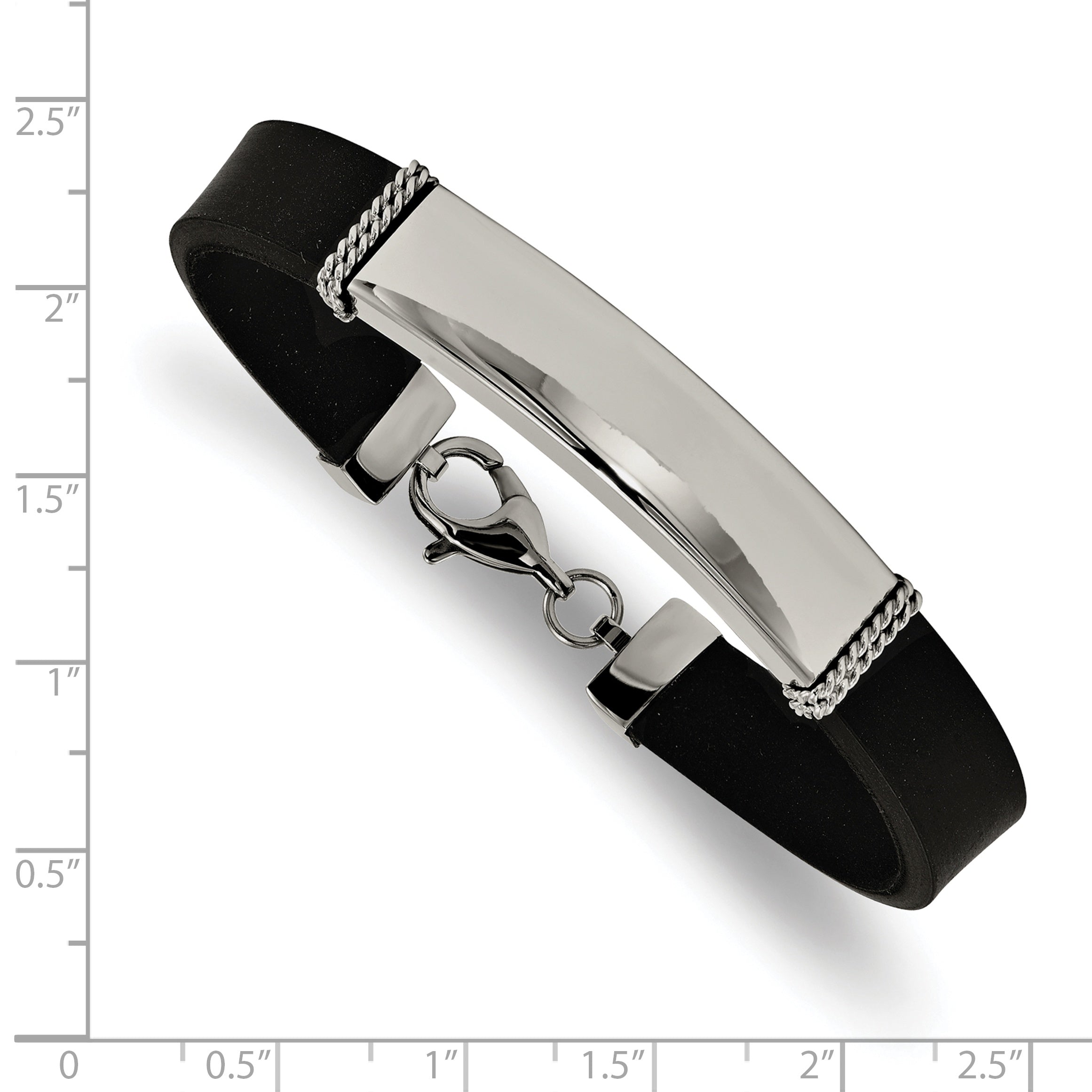 Stainless Steel Polished Rubber ID Bracelet for Women