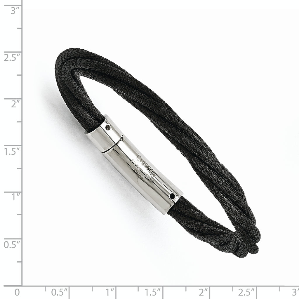 Stainless Steel Polished Black IP-plated Mesh Bracelet for Women