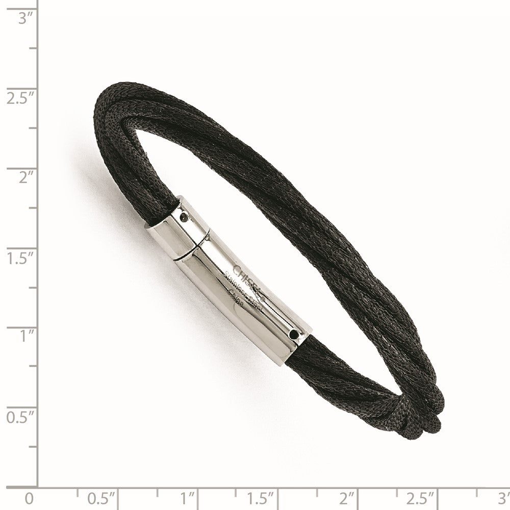 Black IP-Plated Mesh Bracelet in Stainless Steel, 7mm x 7.5" - Sophia Jewelers