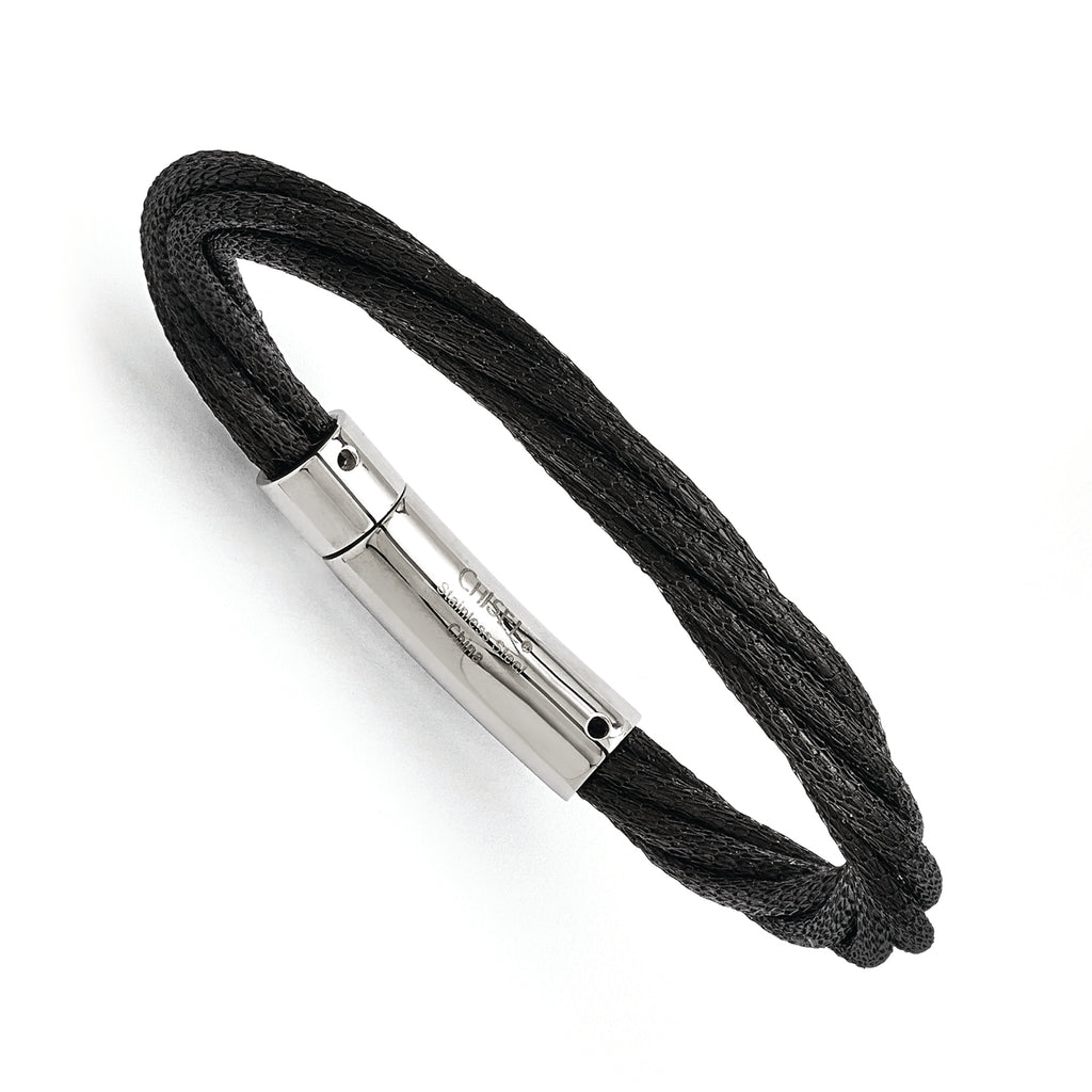 Stainless Steel Polished Black IP-plated Mesh Bracelet for Women