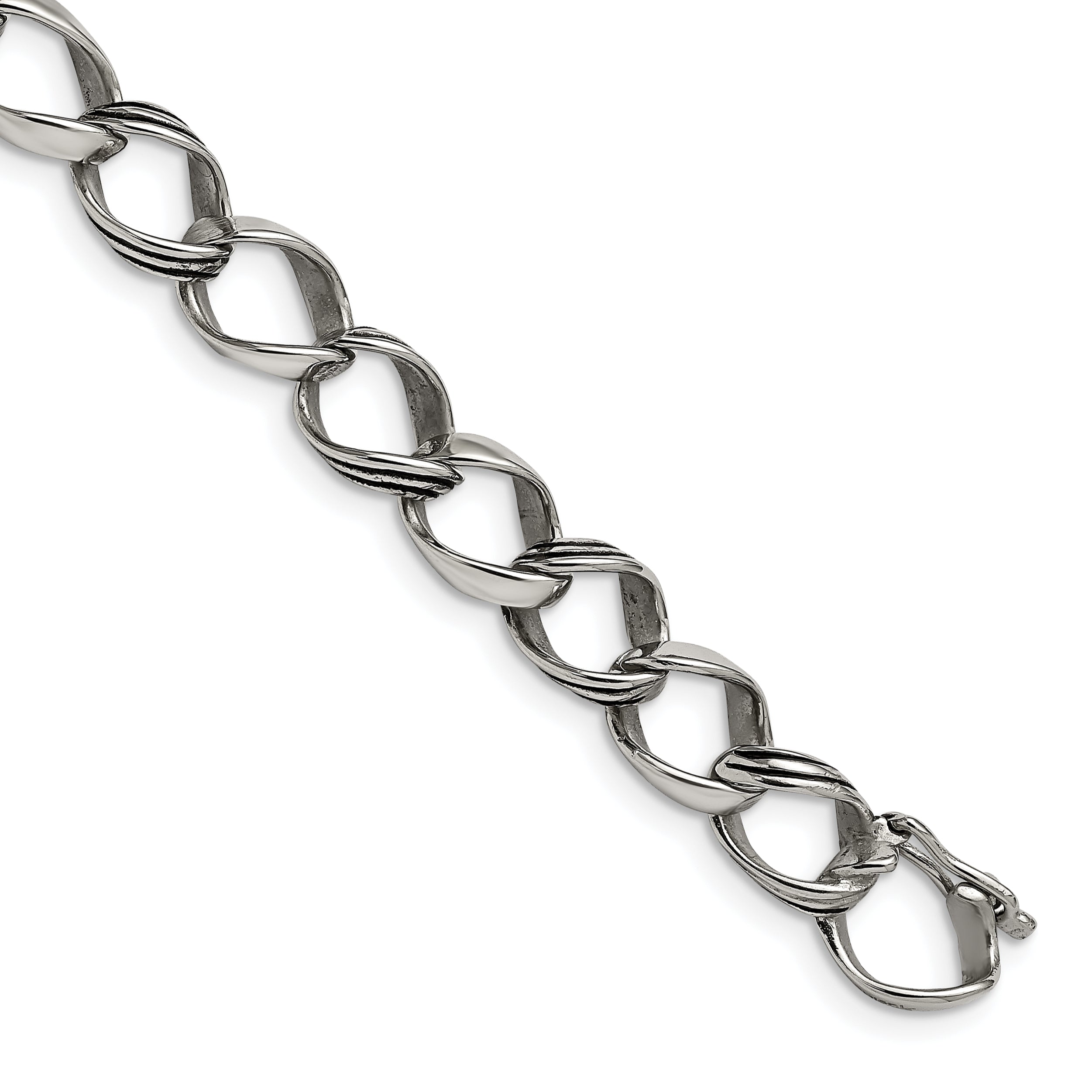 Stainless Steel Polished and Antiqued Fancy Link Bracelet for Men Main image
