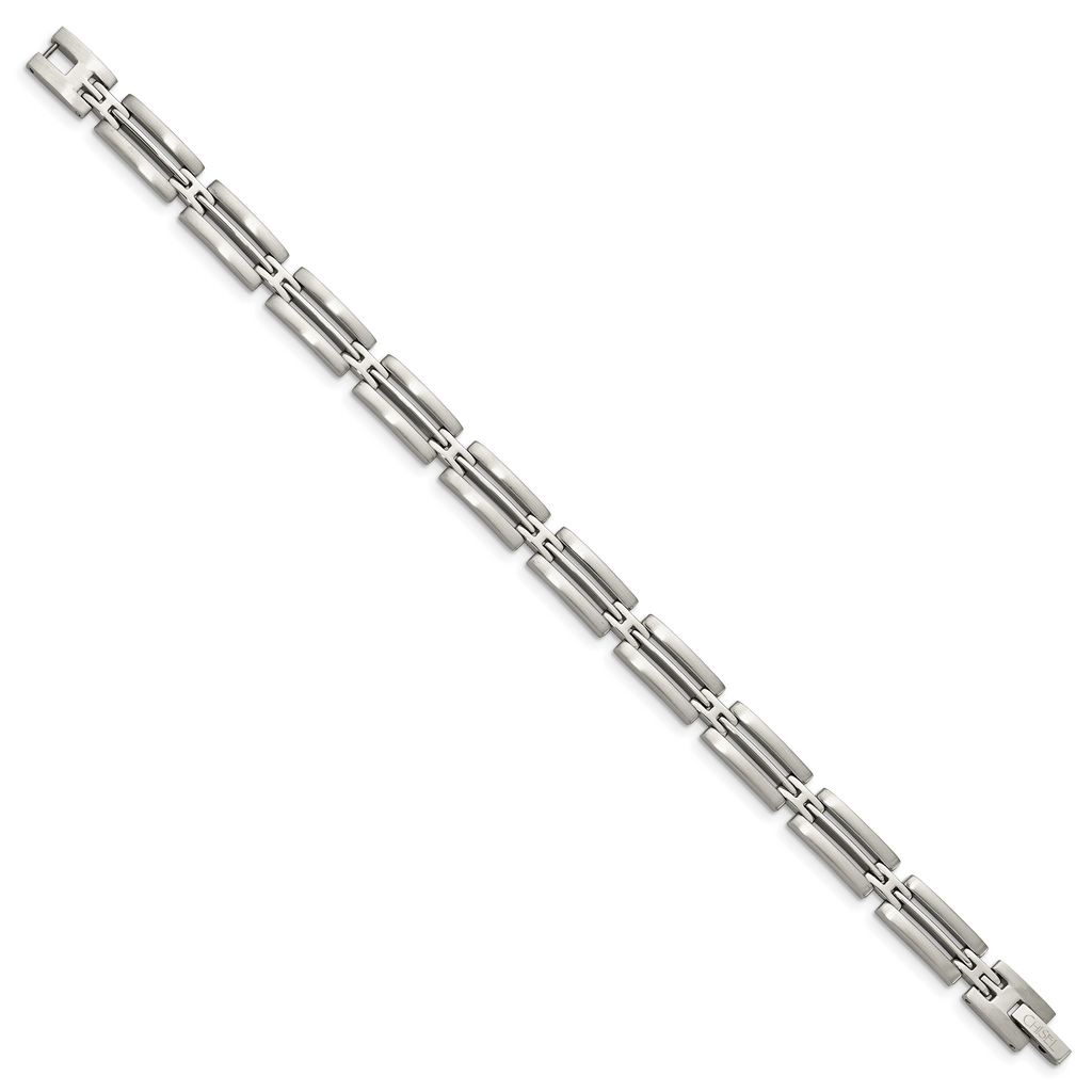 Stainless Steel Brushed and Polished Link Bracelet for Men