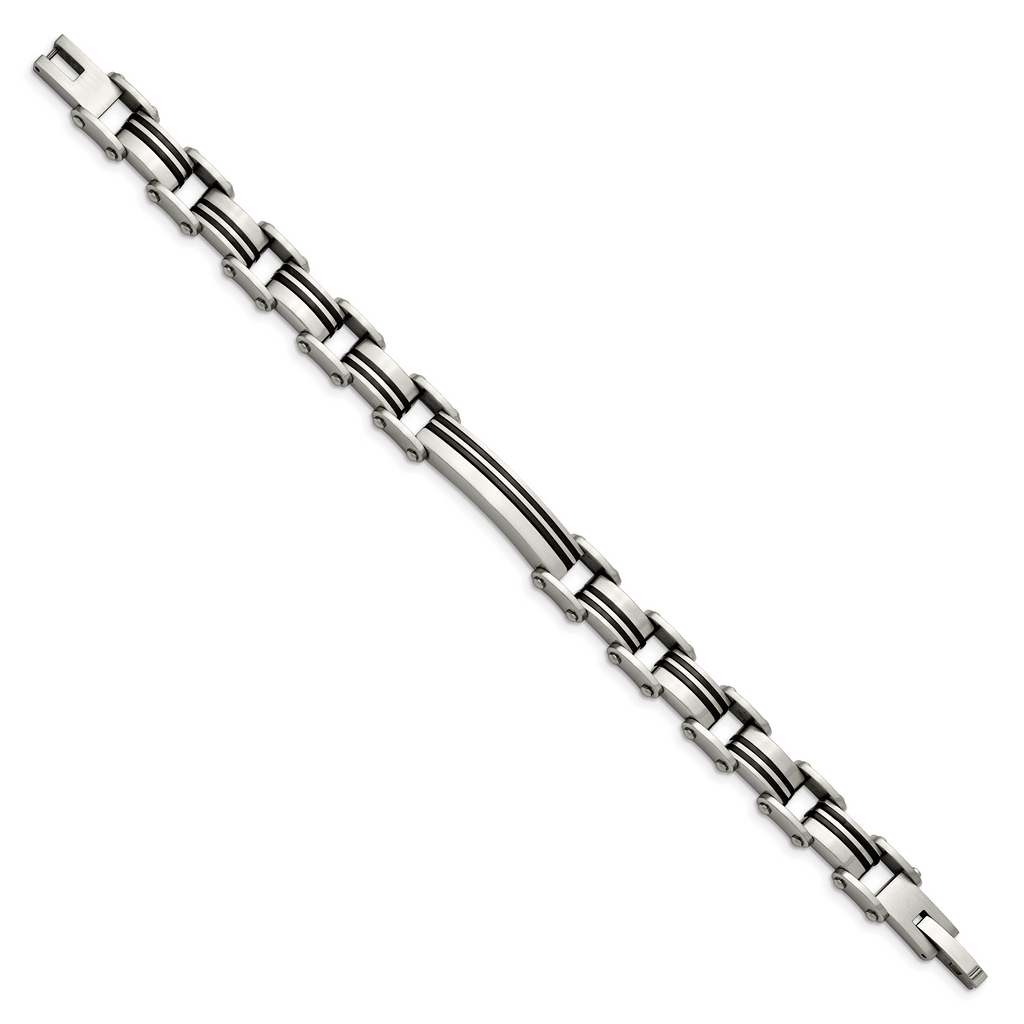 Stainless Steel Brushed Black IP-plated Link Bracelet for Men
