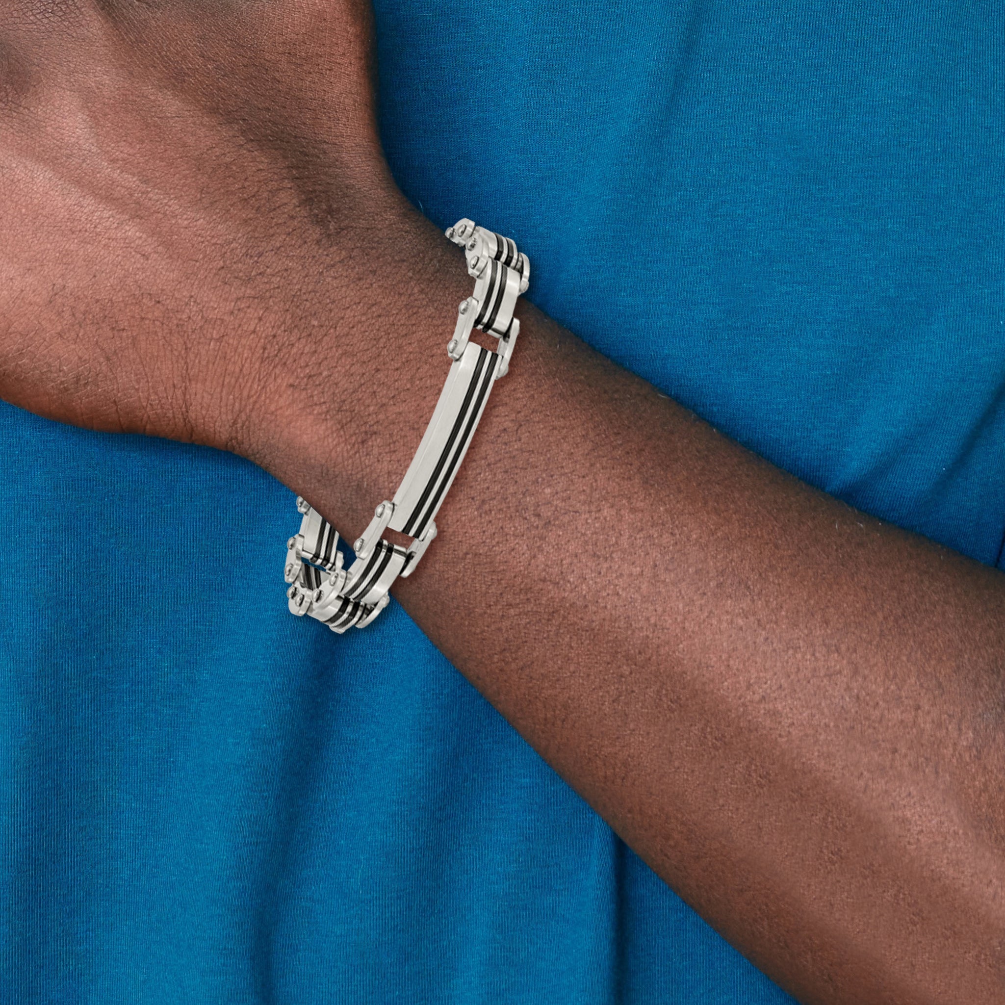 Stainless Steel Brushed Black IP-plated Link Bracelet for Men