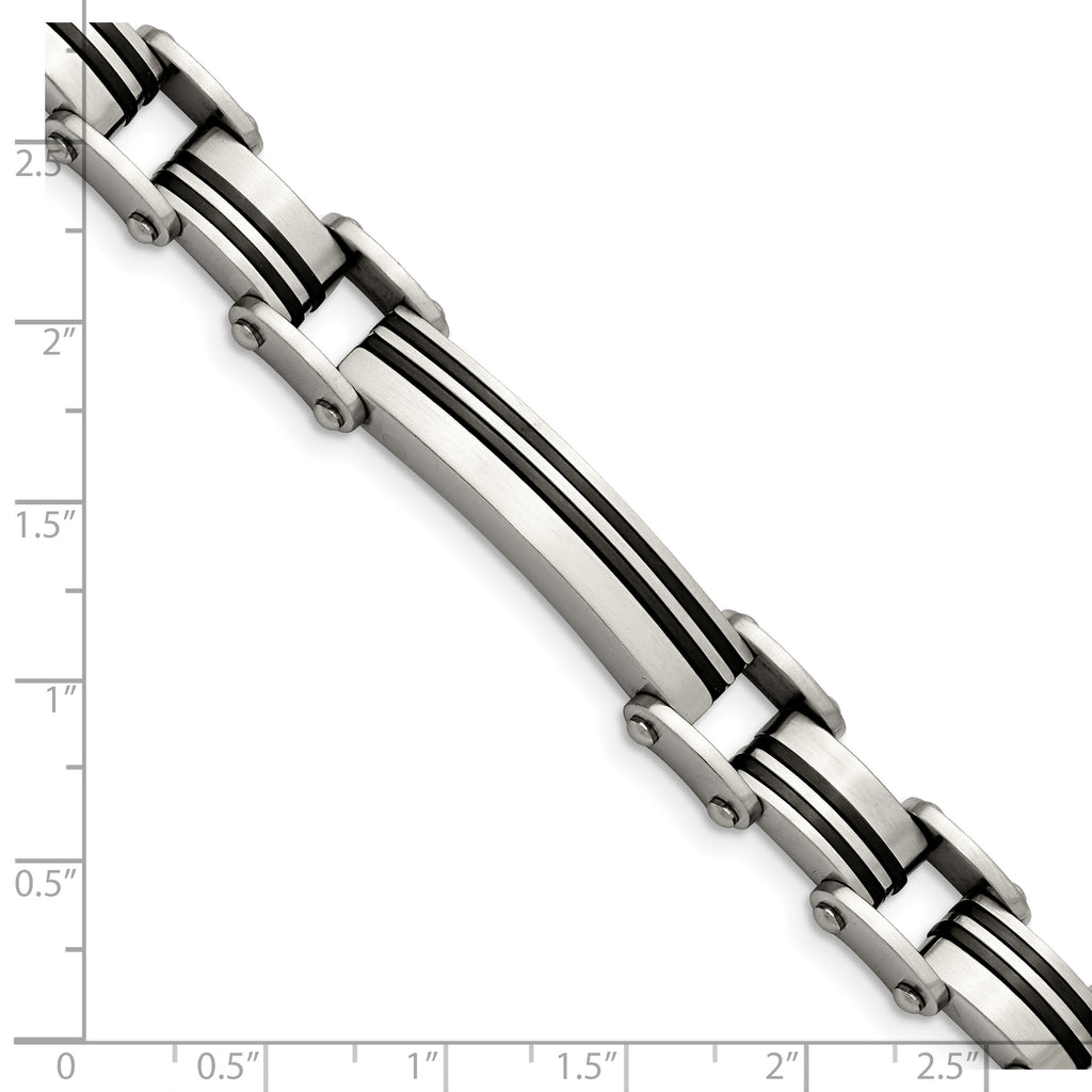 Stainless Steel Brushed Black IP-plated Link Bracelet for Men