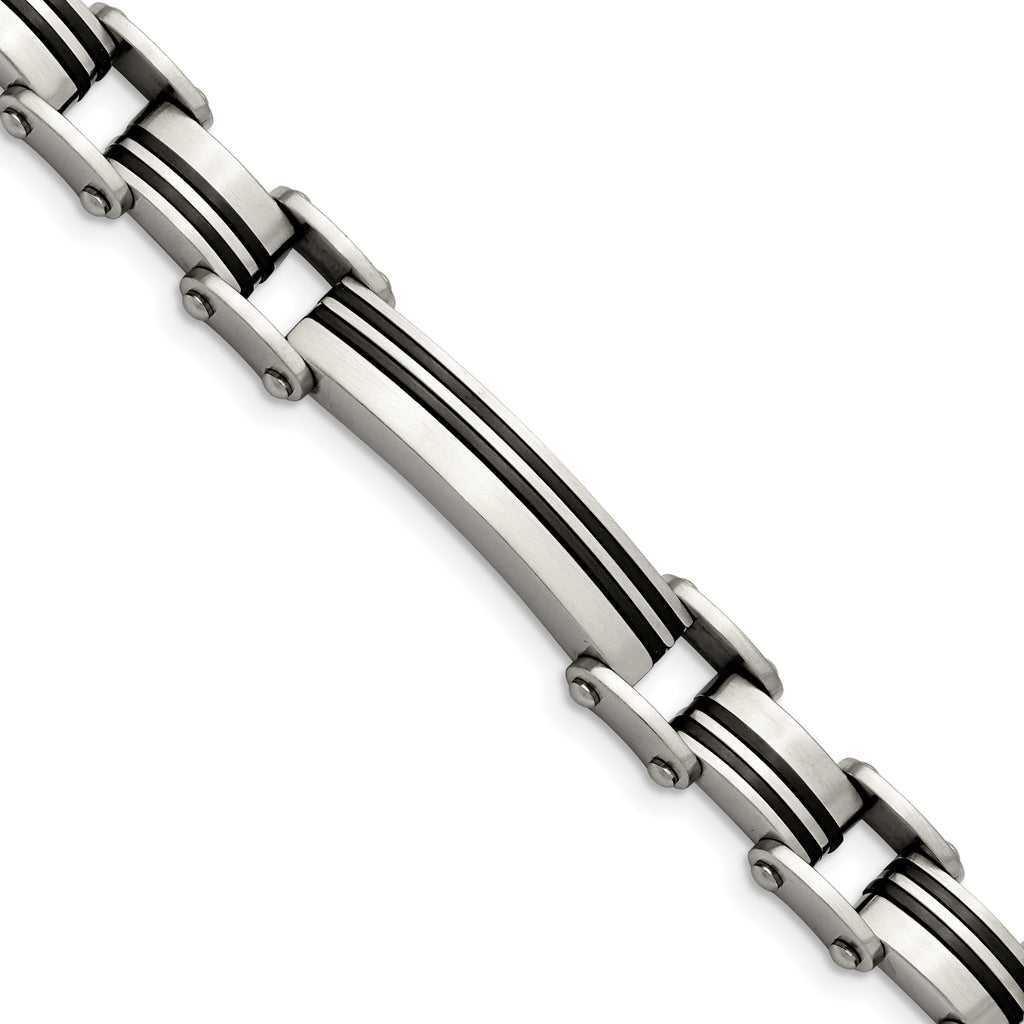 Stainless Steel Brushed Black IP-plated Link Bracelet for Men