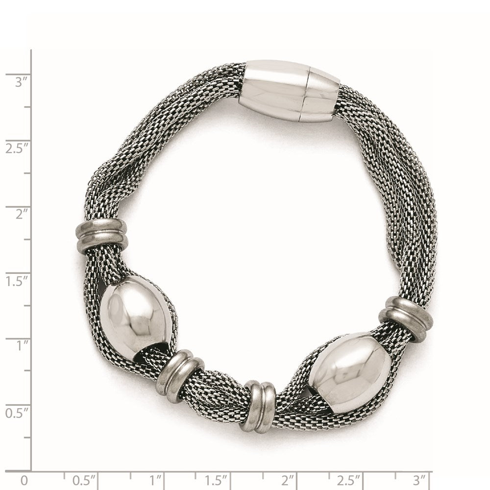 Twisted Bead Bracelet in Stainless Steel, 8.5 in - Sophia Jewelers