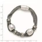 Twisted Bead Bracelet in Stainless Steel, 8.5 in - Sophia Jewelers