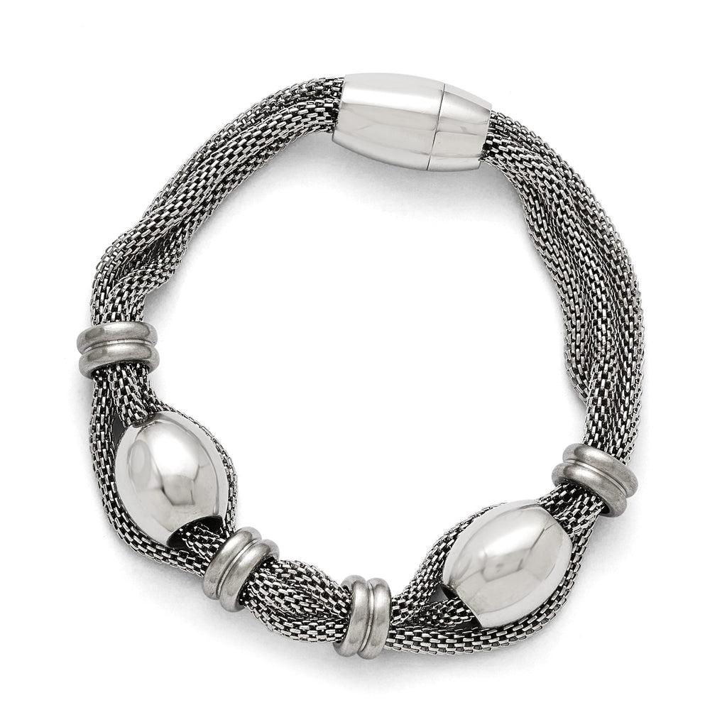 Twisted Bead Bracelet in Stainless Steel, 8.5 in - Sophia Jewelers