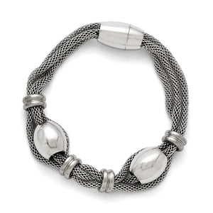 Twisted Bead Bracelet in Stainless Steel, 8.5 in - Sophia Jewelers