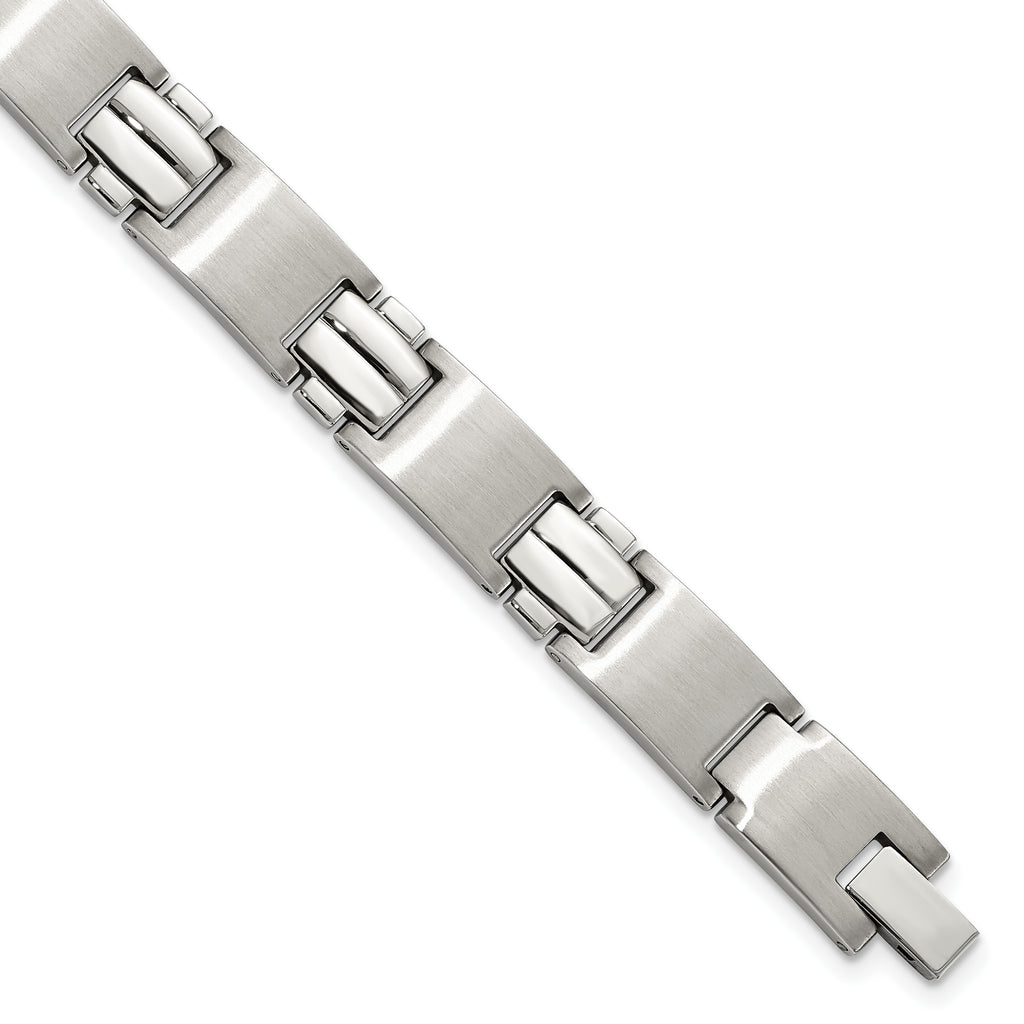Stainless Steel Brushed and Polished Link Bracelet for Men