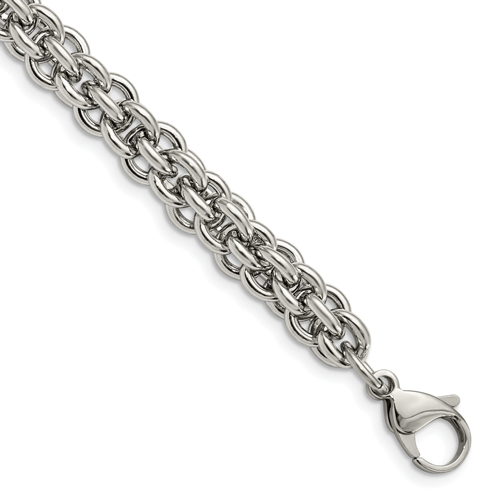 Stainless Steel Polished Fancy Circle Link Bracelet for Men