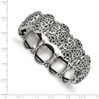 Stainless Steel Antiqued and Polished Oval Stretch Bracelet for Women