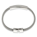 Stainless Steel Polished and Brushed Cubic Zirconia Wire Bracelet for Women