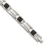 Stainless Steel Polished with Black Carbon Fiber Inlay Link Bracelet for Men