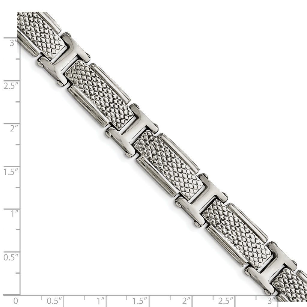 Stainless Steel Polished and Textured Link Bracelet for Men