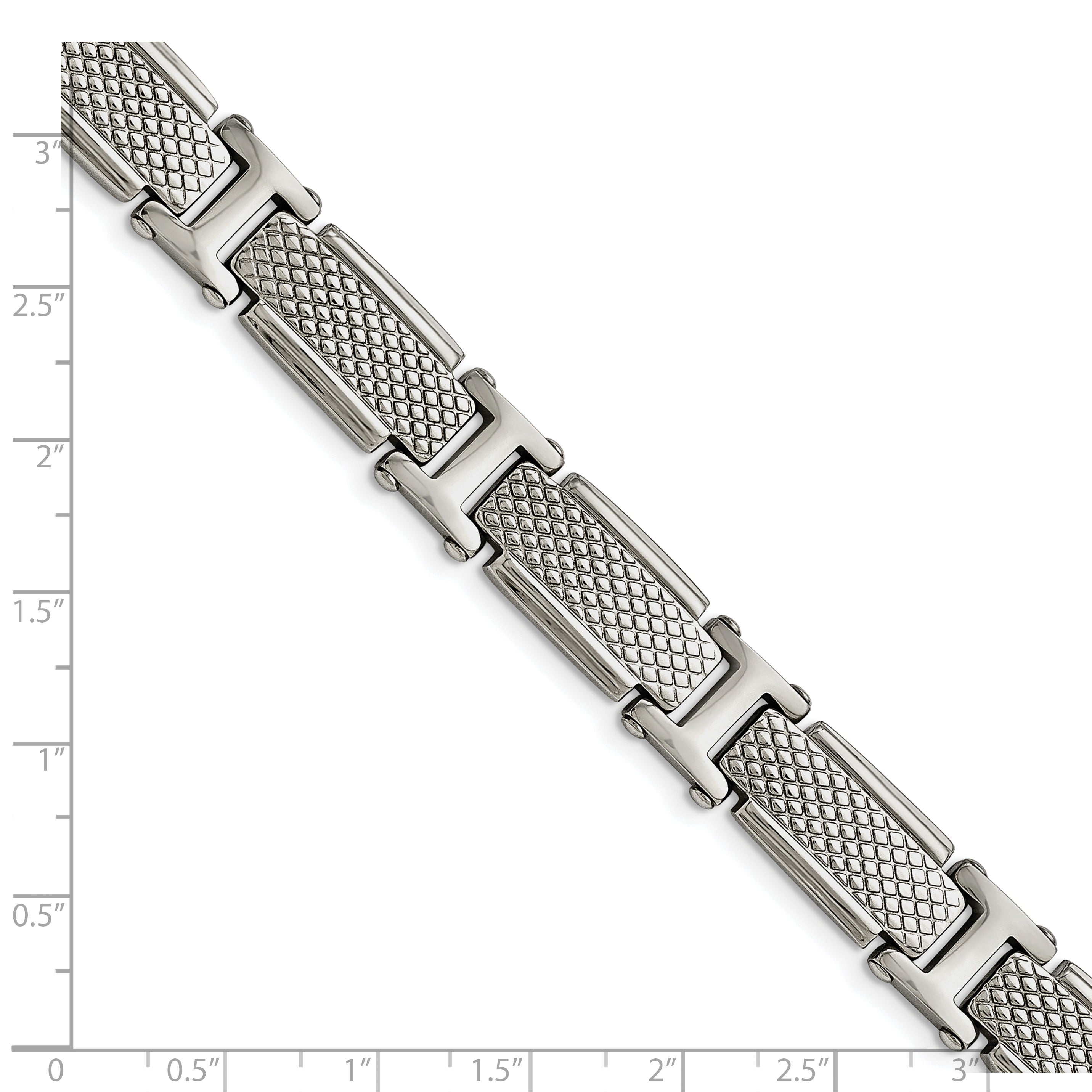 Stainless Steel Polished and Textured Link Bracelet for Men
