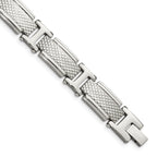 Stainless Steel Polished and Textured Link Bracelet for Men