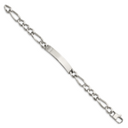 Stainless Steel Polished Figaro ID Bracelet for Men