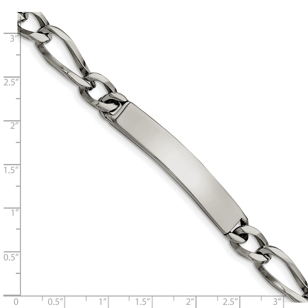 Stainless Steel Polished Figaro ID Bracelet for Men