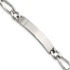 Stainless Steel Polished Figaro ID Bracelet for Men