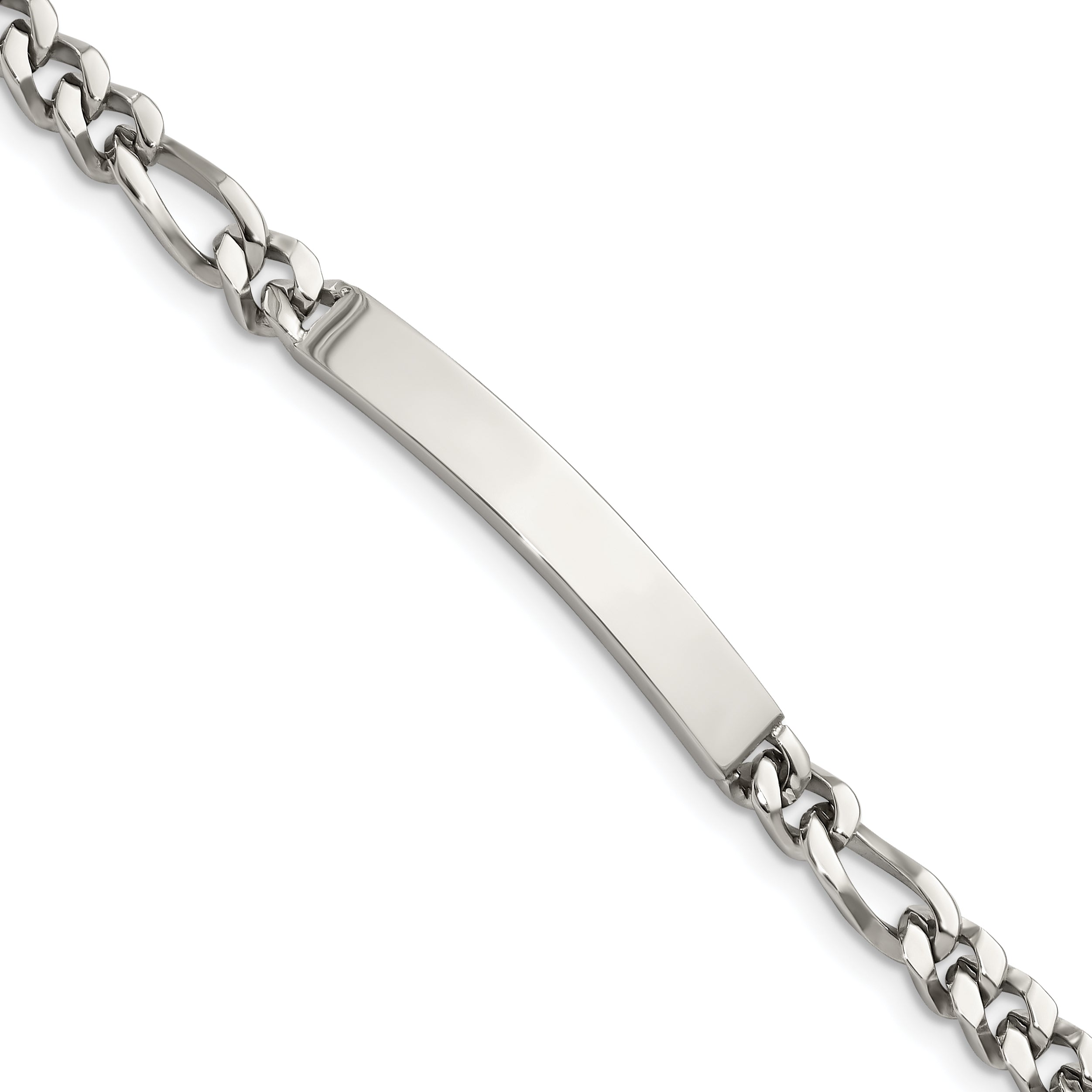Stainless Steel Polished Figaro Chain ID Bracelet for Men Main image