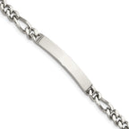 Stainless Steel Polished Figaro Chain ID Bracelet for Men
