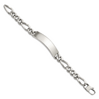 Stainless Steel Polished Figaro Large ID Bracelet for Men
