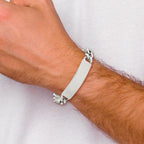 Stainless Steel Polished Figaro Large ID Bracelet for Men
