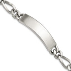 Stainless Steel Polished Figaro Large ID Bracelet for Men