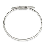 Stainless Steel Polished Moveable Love Heart with Wings Bangle Bracelet for Women