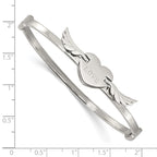 Stainless Steel Polished Moveable Love Heart with Wings Bangle Bracelet for Women