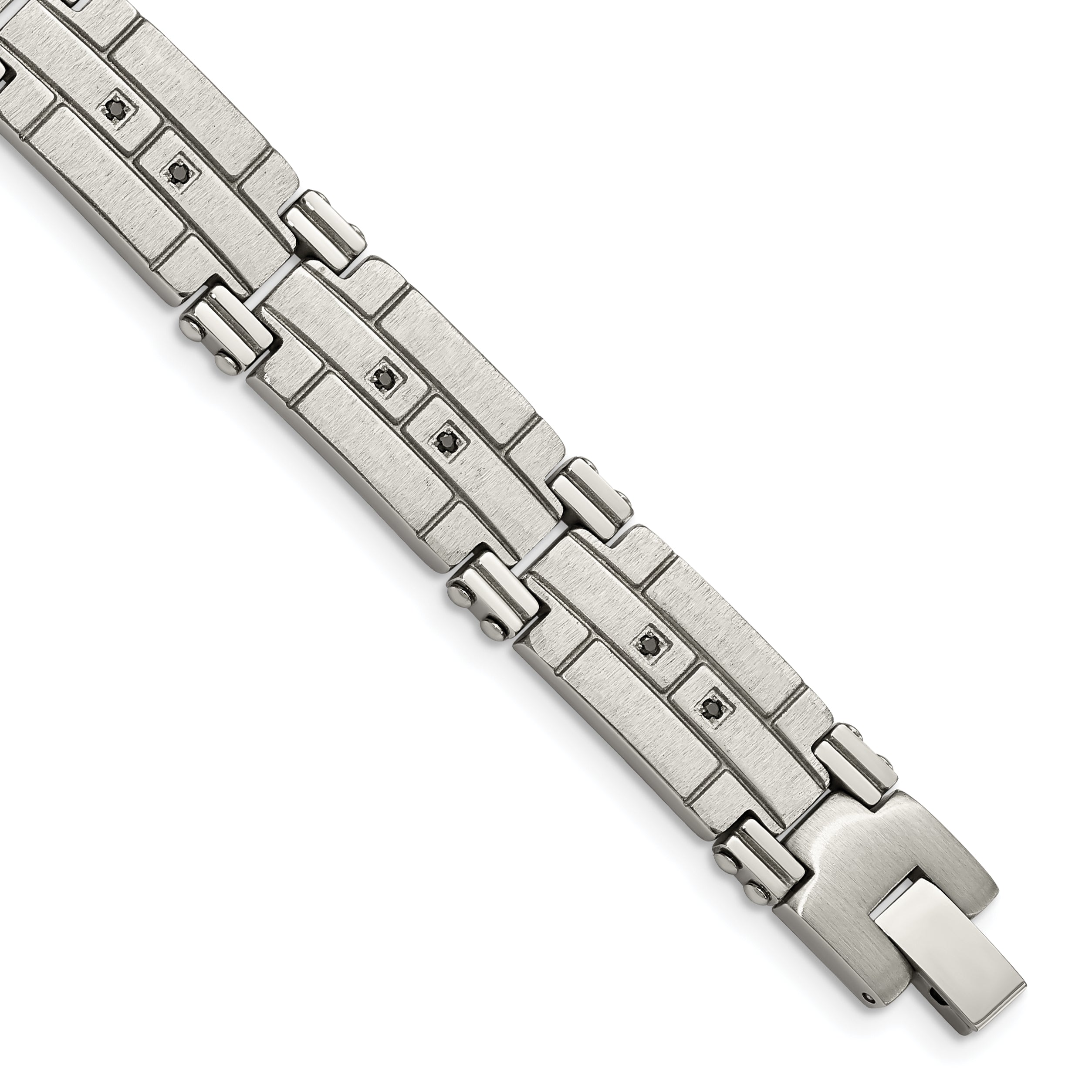 Stainless Steel Polished and Satin with Black Cubic Zirconia Bracelet for Men Main image