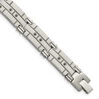 Stainless Steel Polished and Satin with Black Cubic Zirconia Bracelet for Men