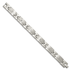 Stainless Steel Brushed with Cubic Zirconia Link Bracelet for Men