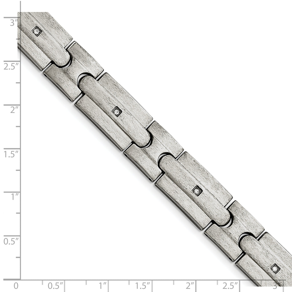 Stainless Steel Brushed with Cubic Zirconia Link Bracelet for Men