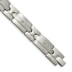 Stainless Steel Brushed with Cubic Zirconia Link Bracelet for Men