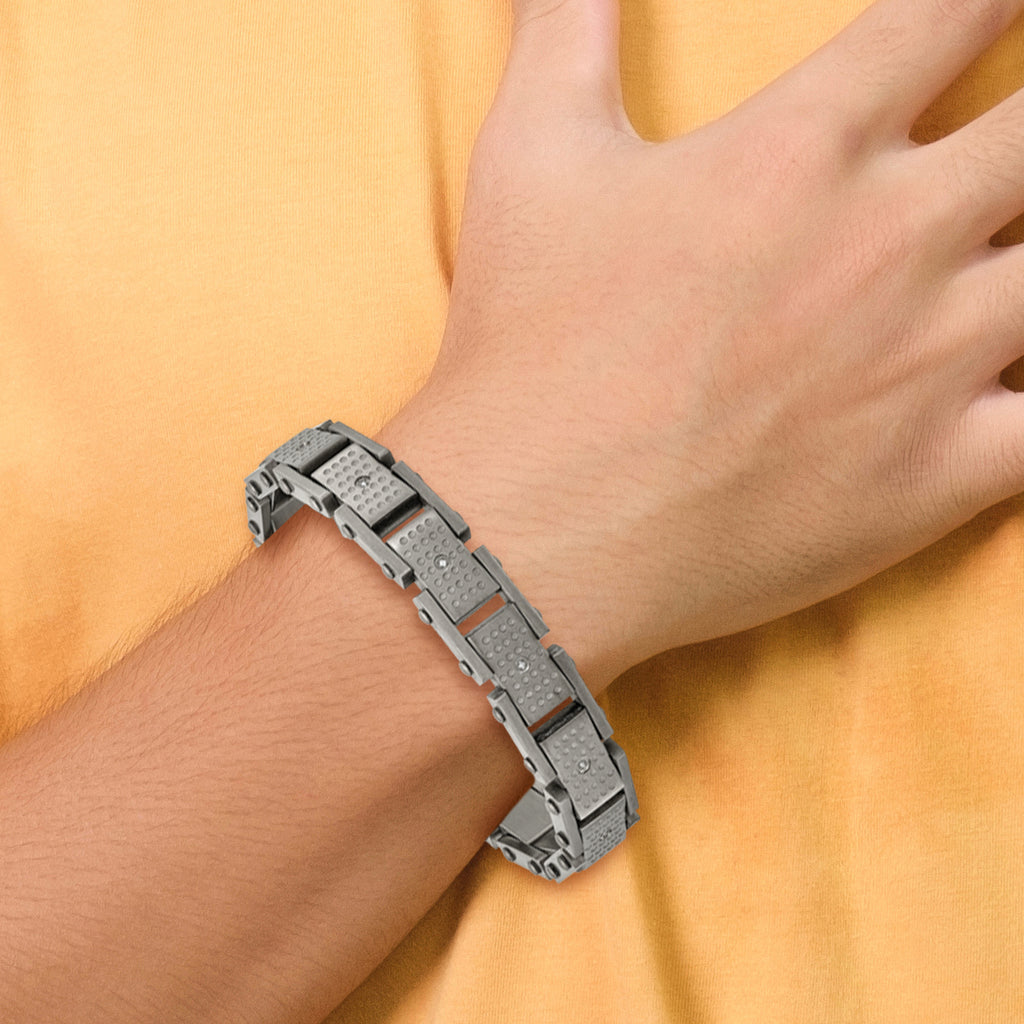 Stainless Steel Brushed with Cubic Zirconia Bracelet for Men