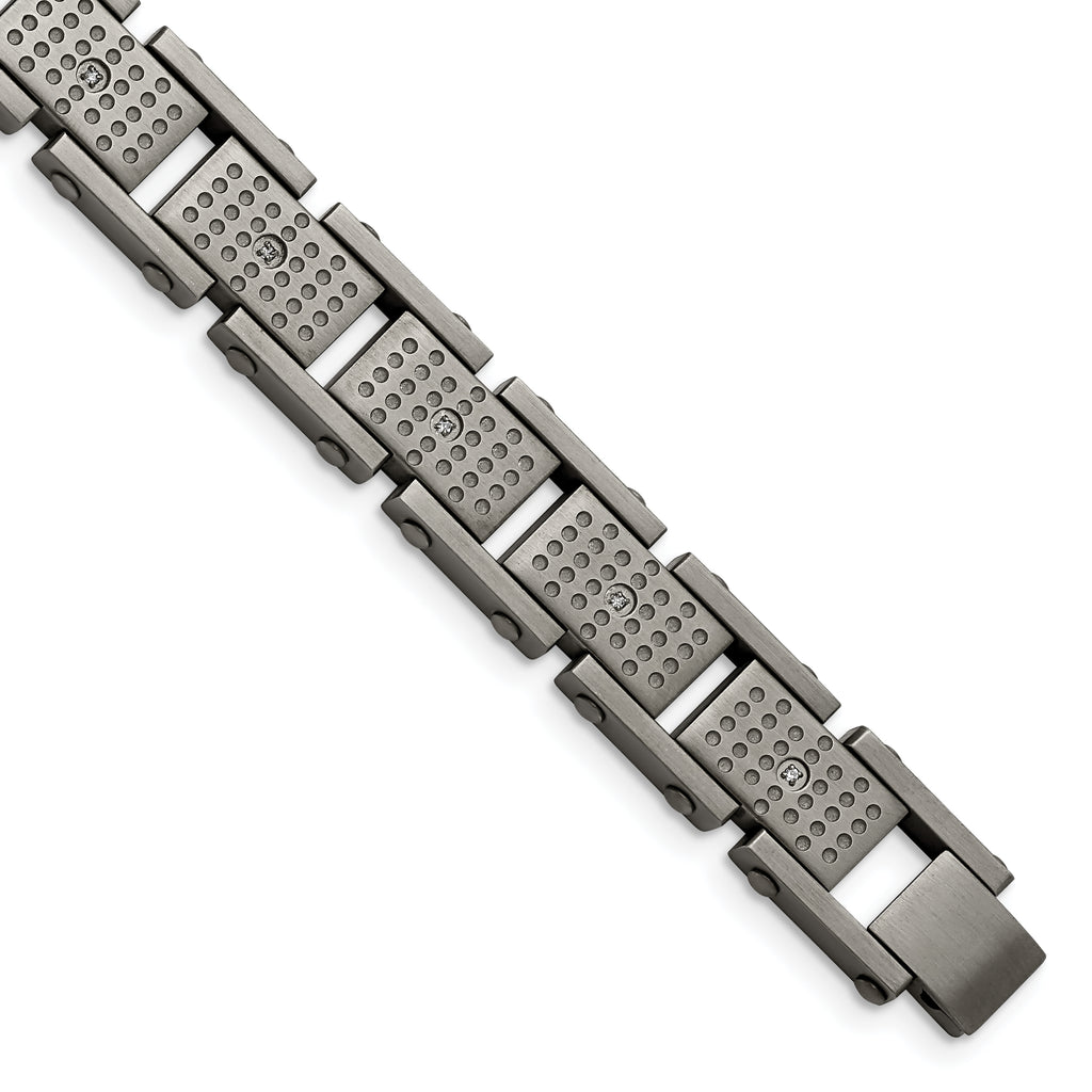 Stainless Steel Brushed with Cubic Zirconia Bracelet for Men
