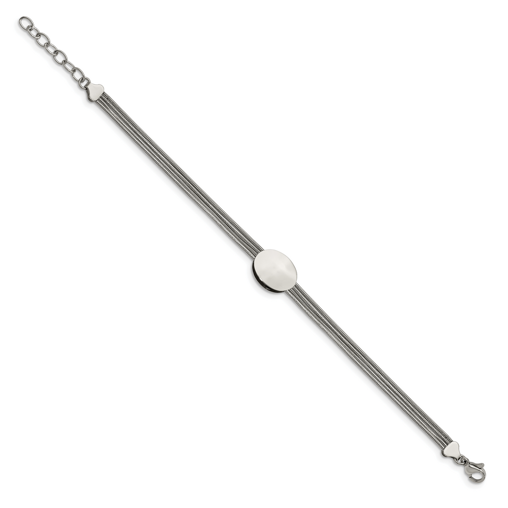Stainless Steel Polished Oval with ext. Bracelet for Women