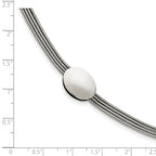 Stainless Steel Polished Oval with ext. Bracelet for Women