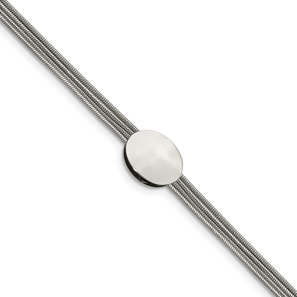 Stainless Steel Polished Oval with ext. Bracelet for Women
