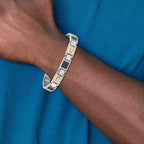 Stainless Steel Polished Yellow IP-plated with Black Carbon Fiber Inlay Link Bracelet for Men