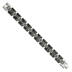 Stainless Steel Brushed and Polished Black IP-plated Link Bracelet for Men