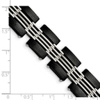 Stainless Steel Brushed and Polished Black IP-plated Link Bracelet for Men