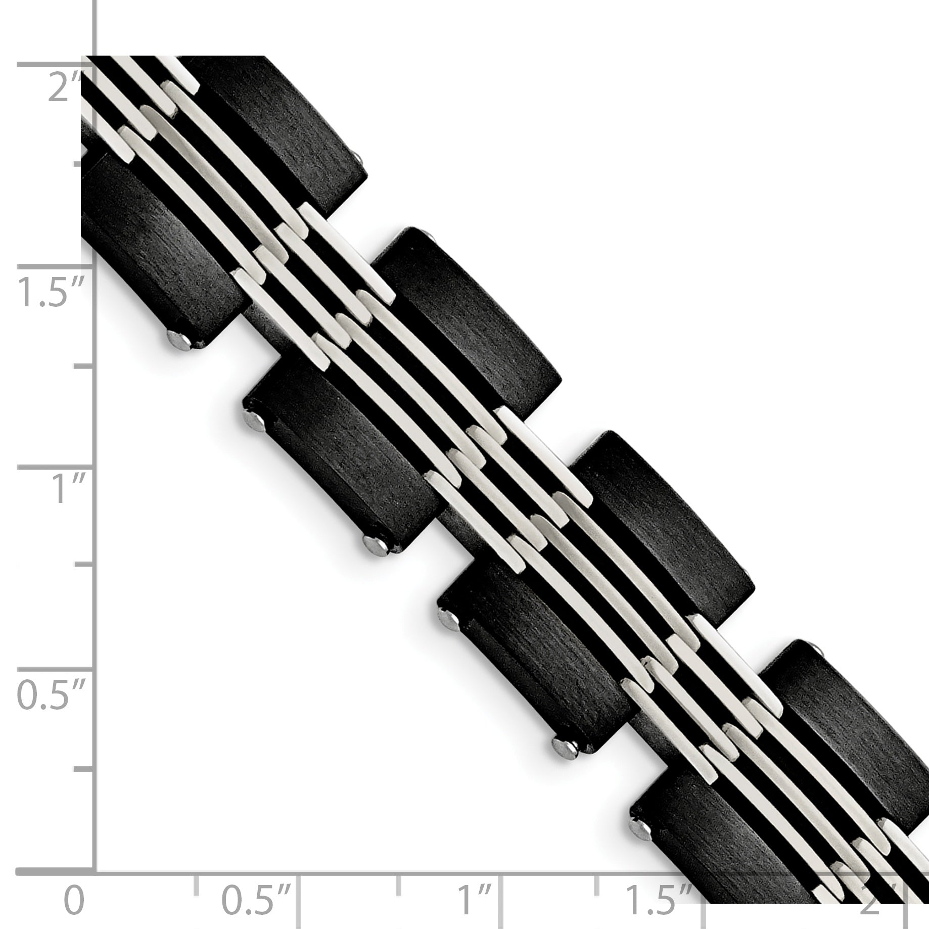 Stainless Steel Brushed and Polished Black IP-plated Link Bracelet for Men
