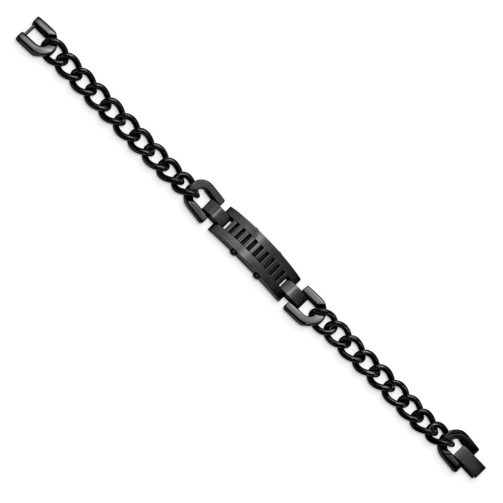Stainless Steel Brushed and Polished Black IP-plated Bracelet for Men