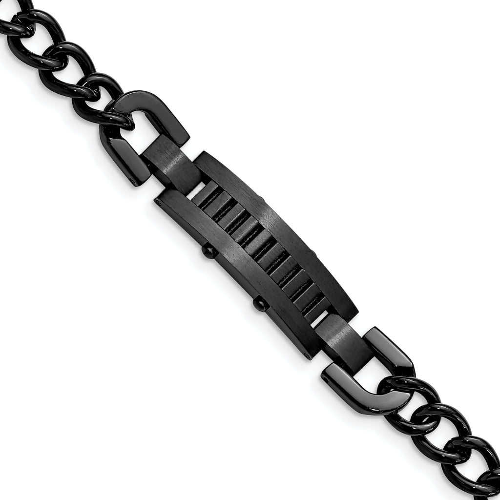 Stainless Steel Brushed and Polished Black IP-plated Bracelet for Men