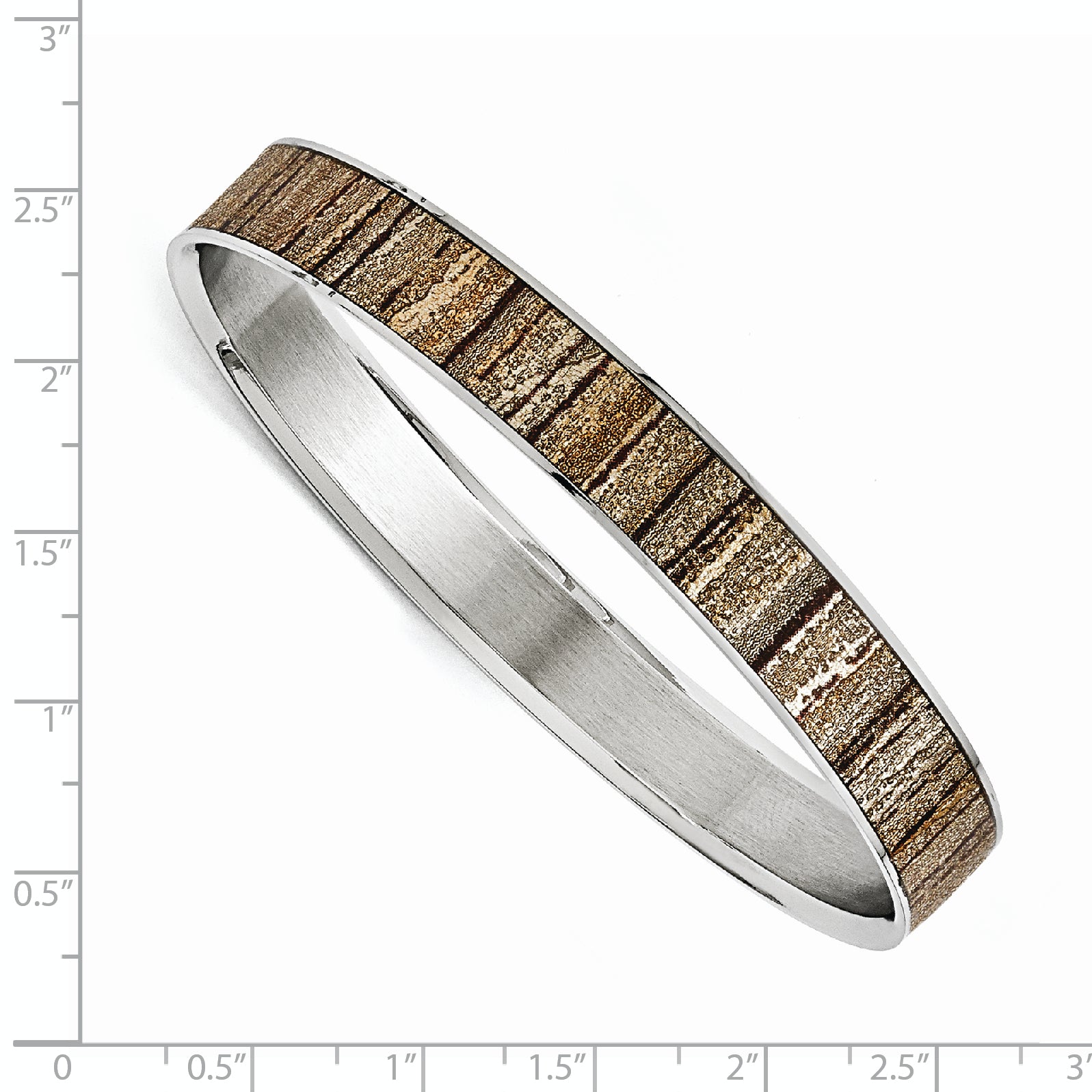 Stainless Steel Polished Cream/Black Enameled Wide Bangle Bracelet for Women Secondary image