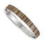 Stainless Steel Polished Cream/Black Enameled Wide Bangle Bracelet for Women
